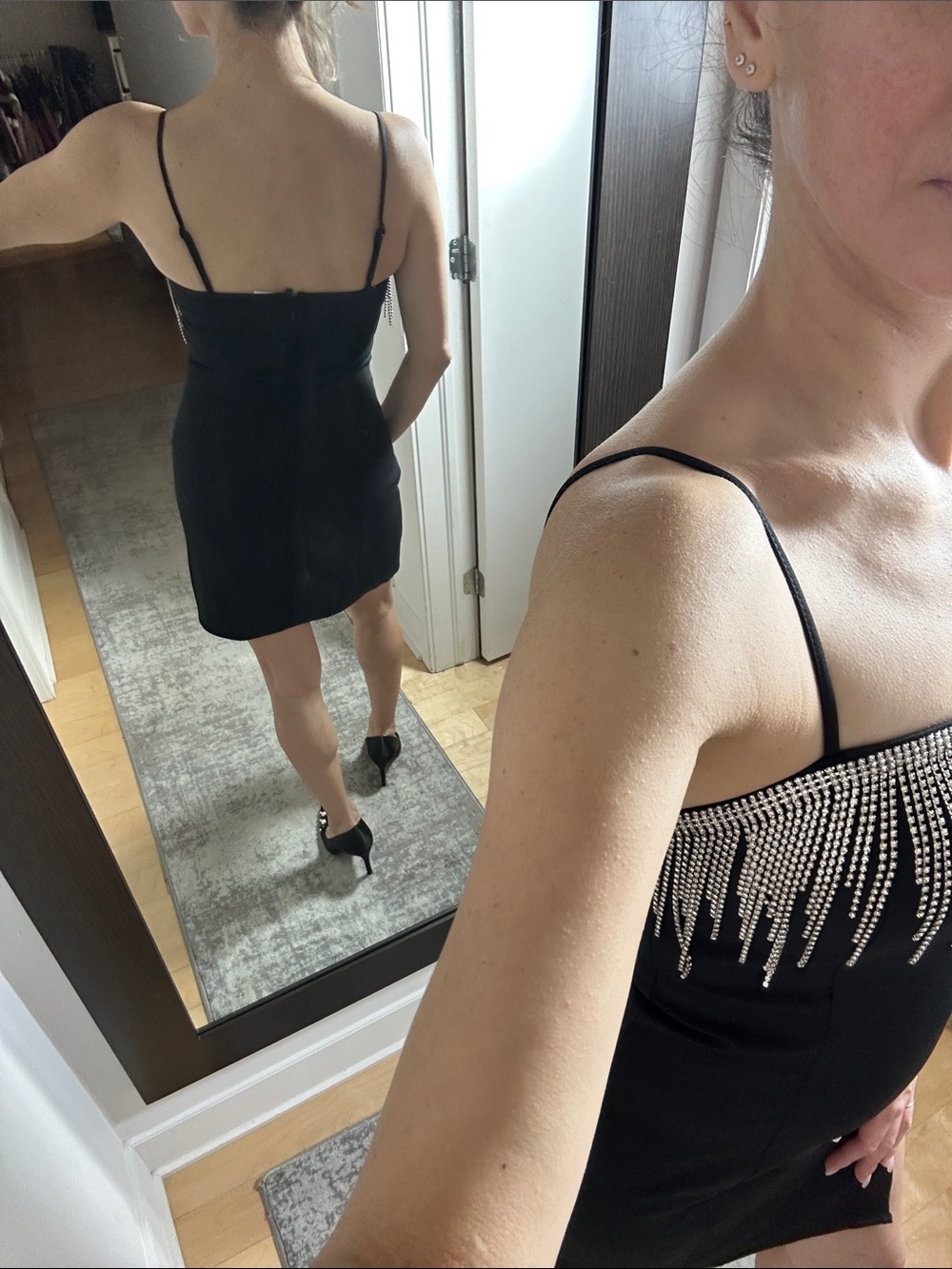 Dynamite Desiree Embellished Mini Dress NWT XS Black Rhinestone - Picture 5 of 6